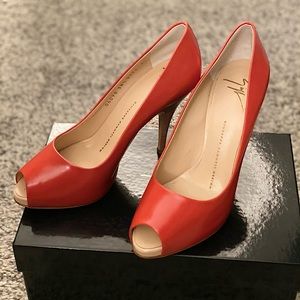 Giuseppe Zanotti perfect red leather peep toe pump